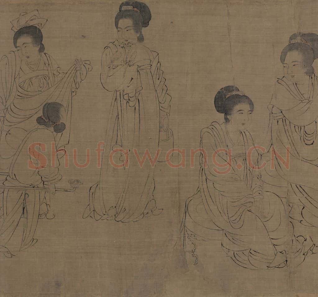 宋 佚名《仿周文矩宫中图》书画作品