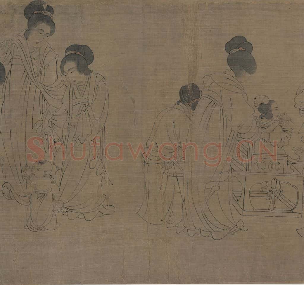 宋 佚名《仿周文矩宫中图》书画作品
