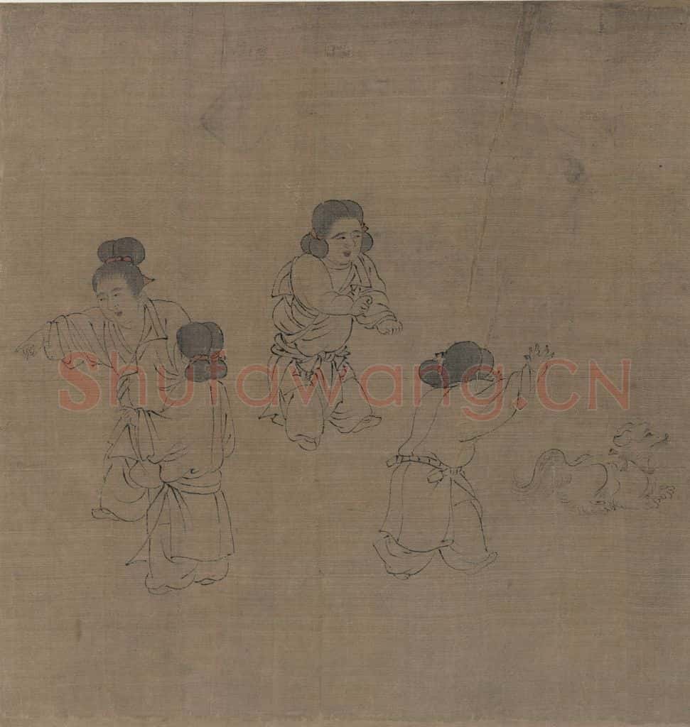宋 佚名《仿周文矩宫中图》书画作品