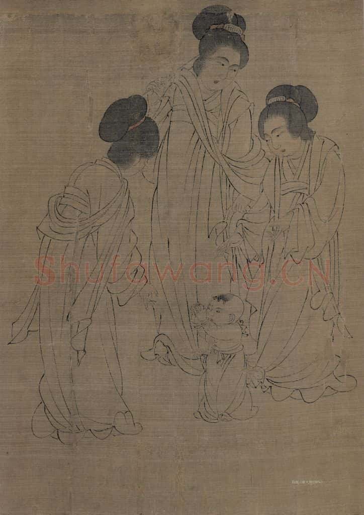 宋 佚名《仿周文矩宫中图》书画作品