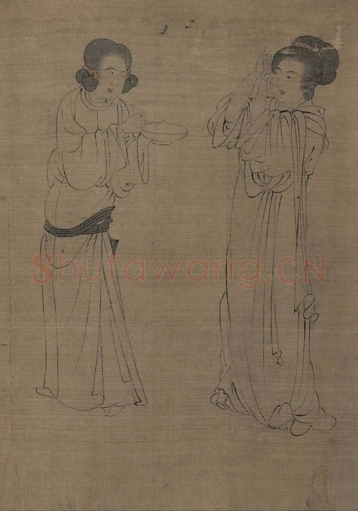 宋 佚名《仿周文矩宫中图》书画作品