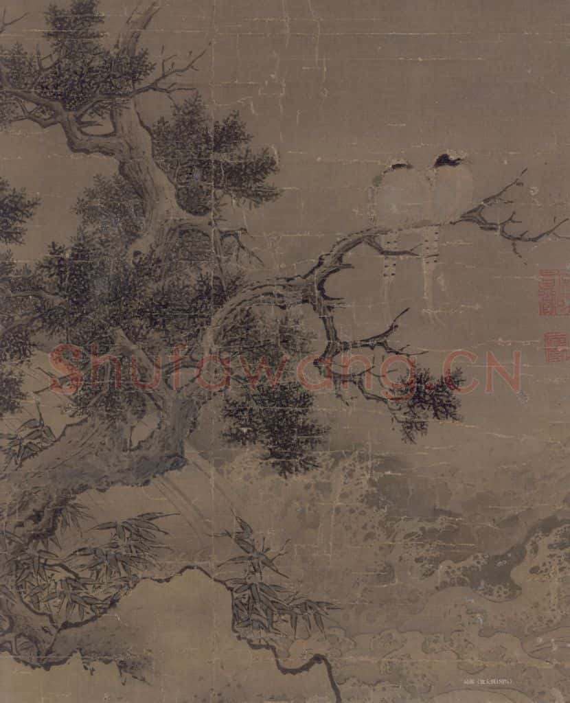宋 《宿禽激湍图》书画作品