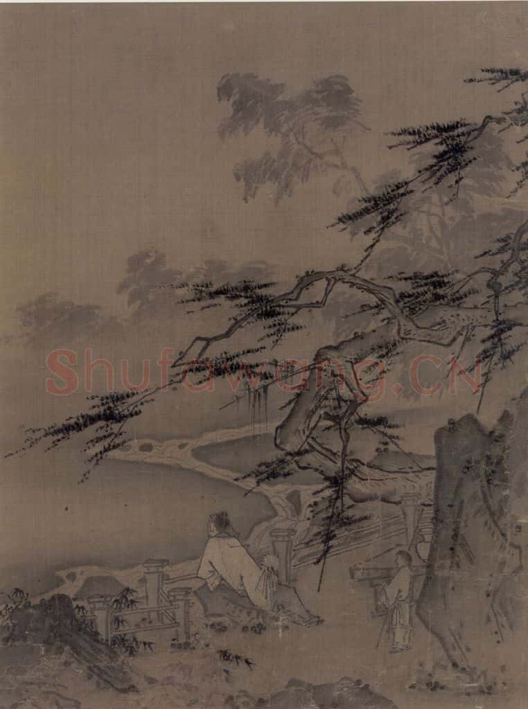 宋 马远《松荫观鹿图》书画作品