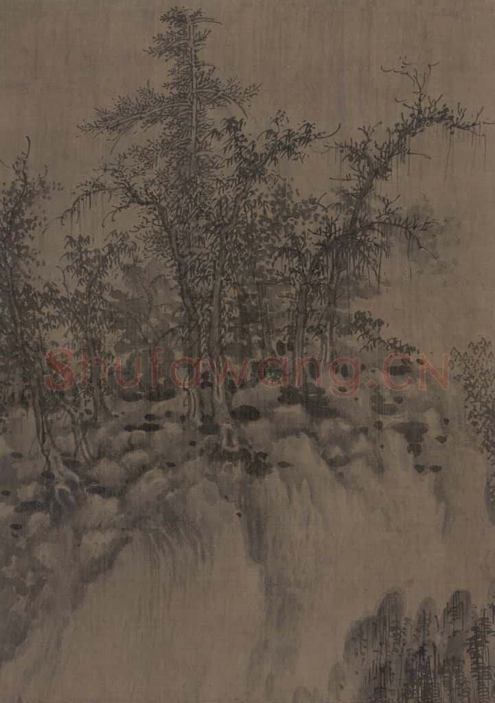 宋 巨然《溪山兰若图》书画作品