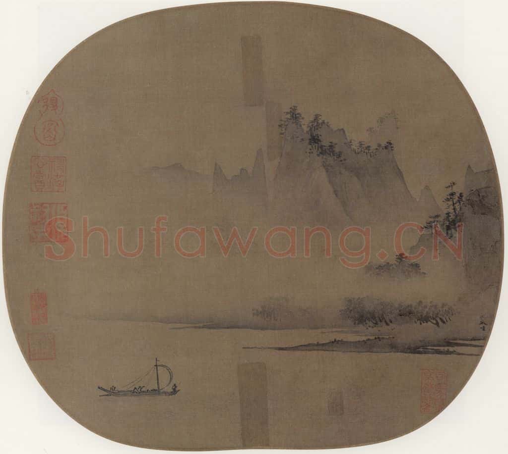 宋 夏森(传)《烟江帆影图》书画作品