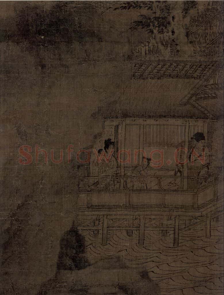 五代 董源(传)《溪岸图》书画作品