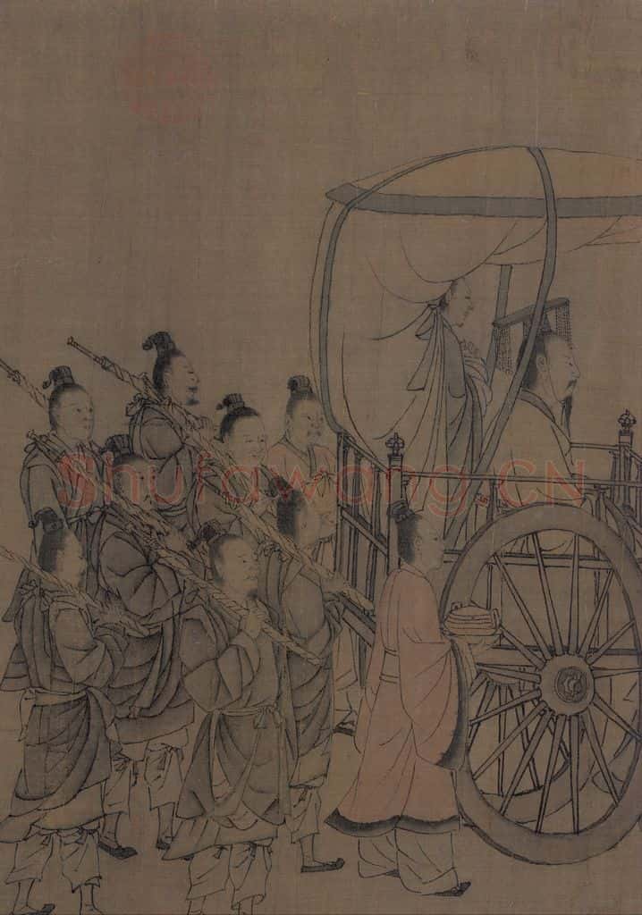 宋 李唐(传)《晋文公复国图》书画作品