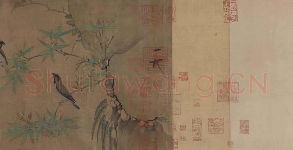 宋 赵佶《竹禽图》书画作品