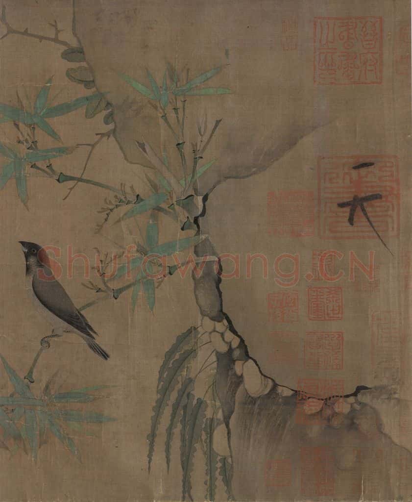 宋 赵佶《竹禽图》书画作品