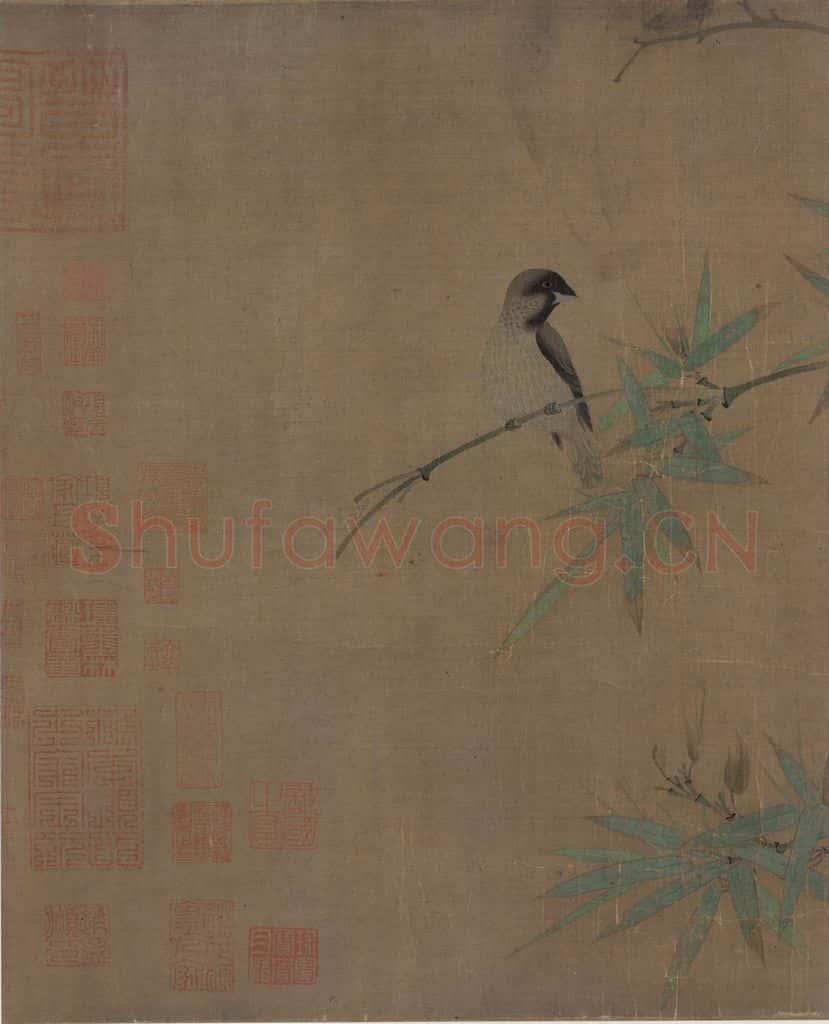 宋 赵佶《竹禽图》书画作品