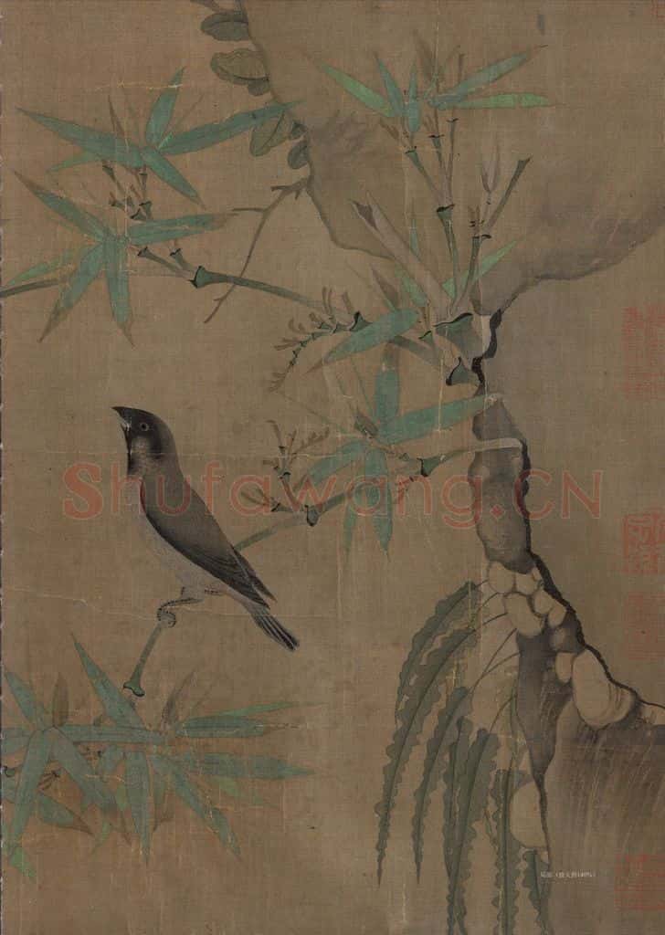 宋 赵佶《竹禽图》书画作品