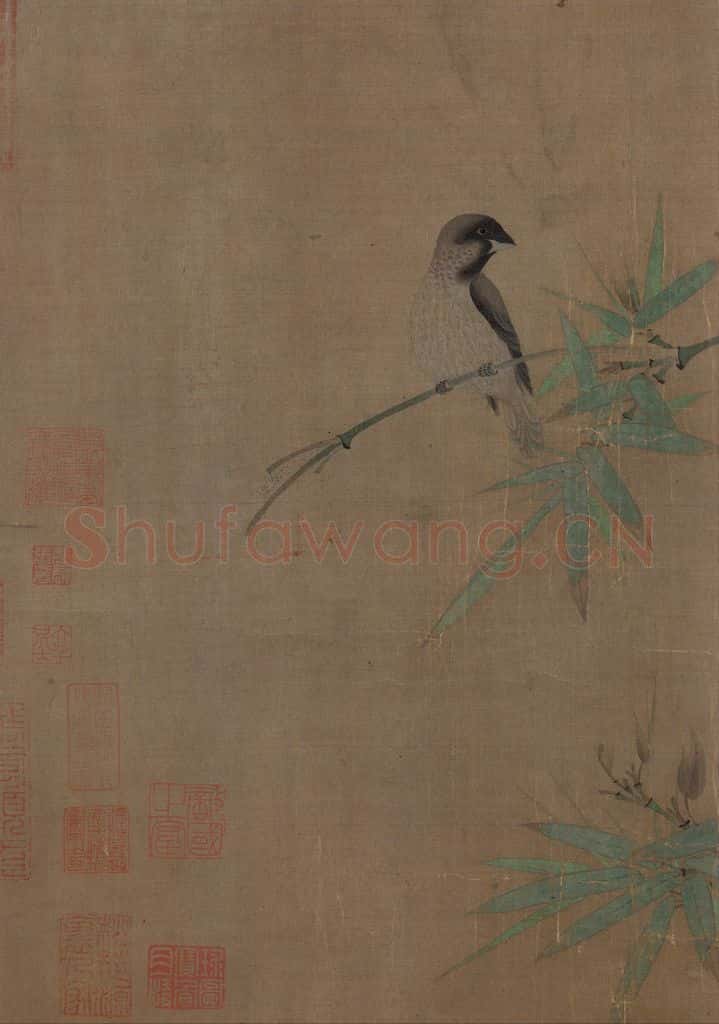 宋 赵佶《竹禽图》书画作品