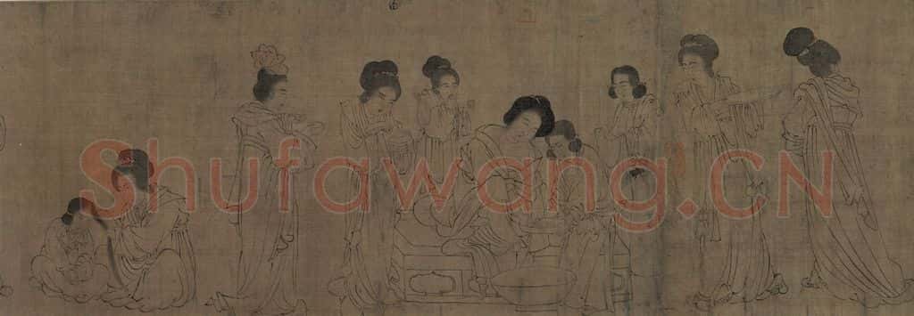 宋 佚名《仿周文矩宫中图》书画作品
