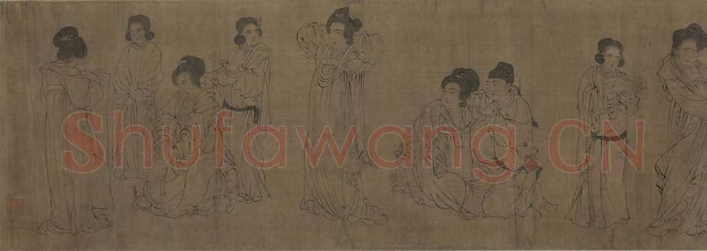 宋 佚名《仿周文矩宫中图》书画作品