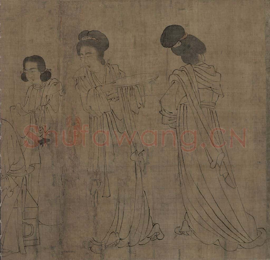 宋 佚名《仿周文矩宫中图》书画作品