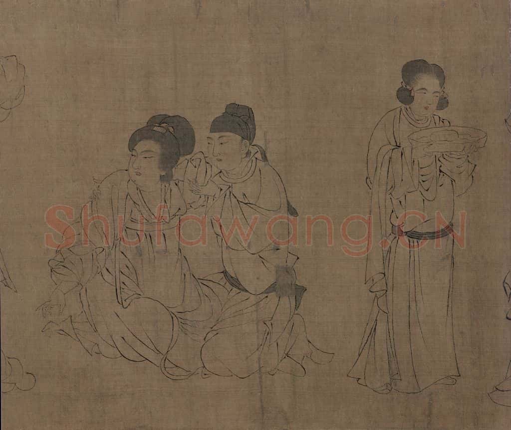 宋 佚名《仿周文矩宫中图》书画作品