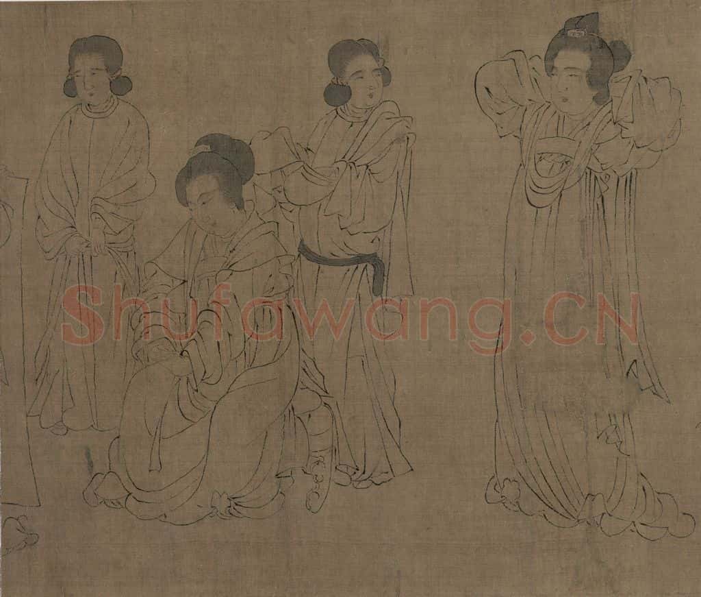宋 佚名《仿周文矩宫中图》书画作品