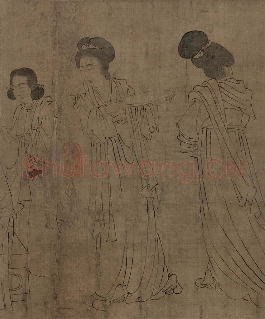 宋 佚名《仿周文矩宫中图》书画作品