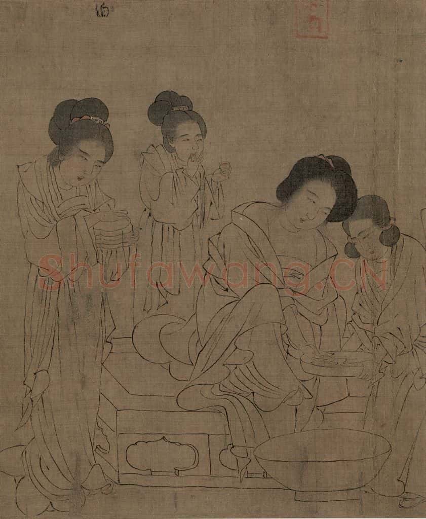 宋 佚名《仿周文矩宫中图》书画作品