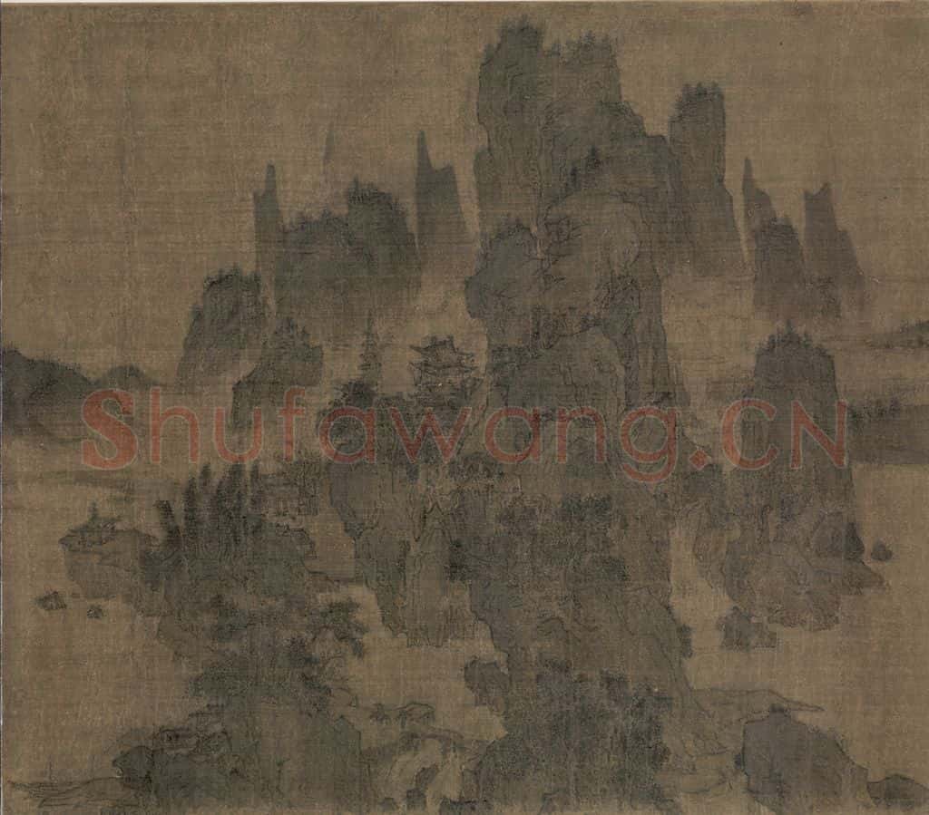 宋 佚名《别苑春山图》书画作品