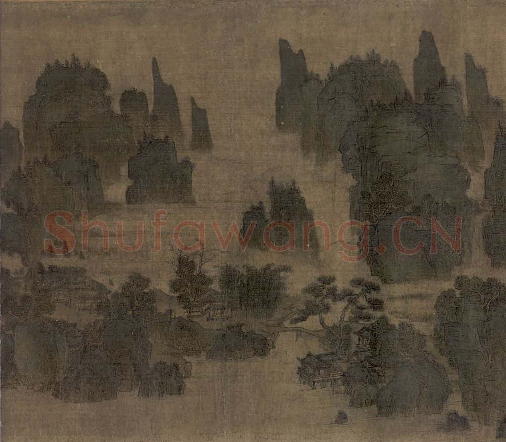 宋 佚名《别苑春山图》书画作品