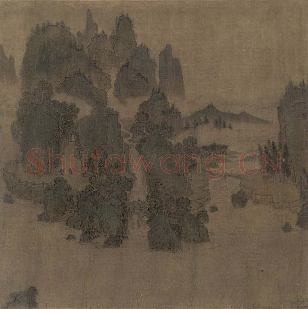 宋 佚名《别苑春山图》书画作品