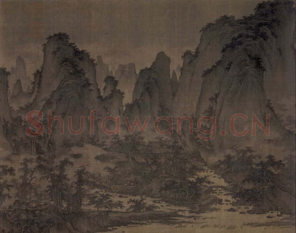 宋 屈鼎(传)《夏山图》书画作品