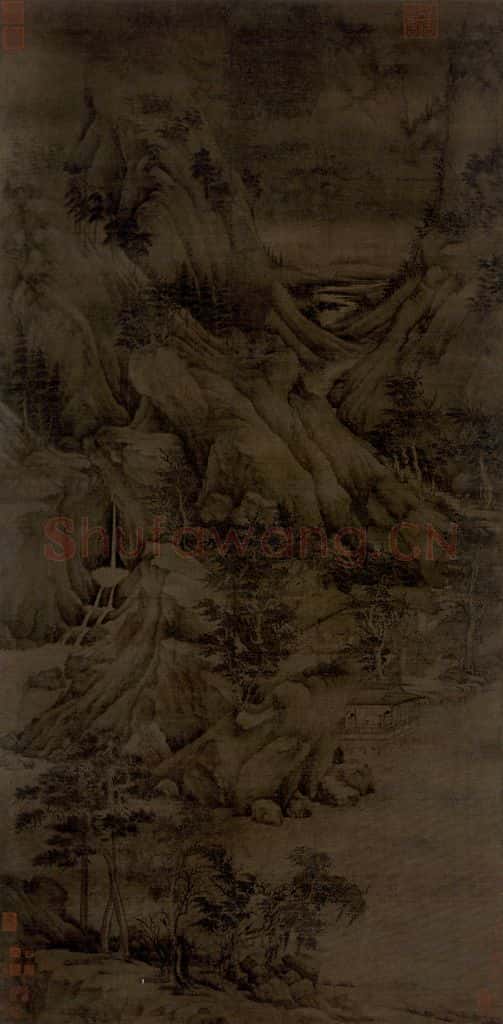 五代 董源(传)《溪岸图》书画作品