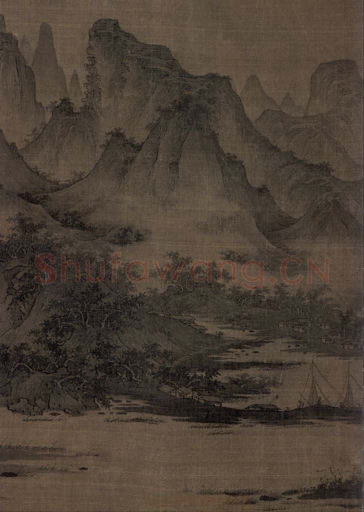 宋 屈鼎（传）《夏山图》书画作品