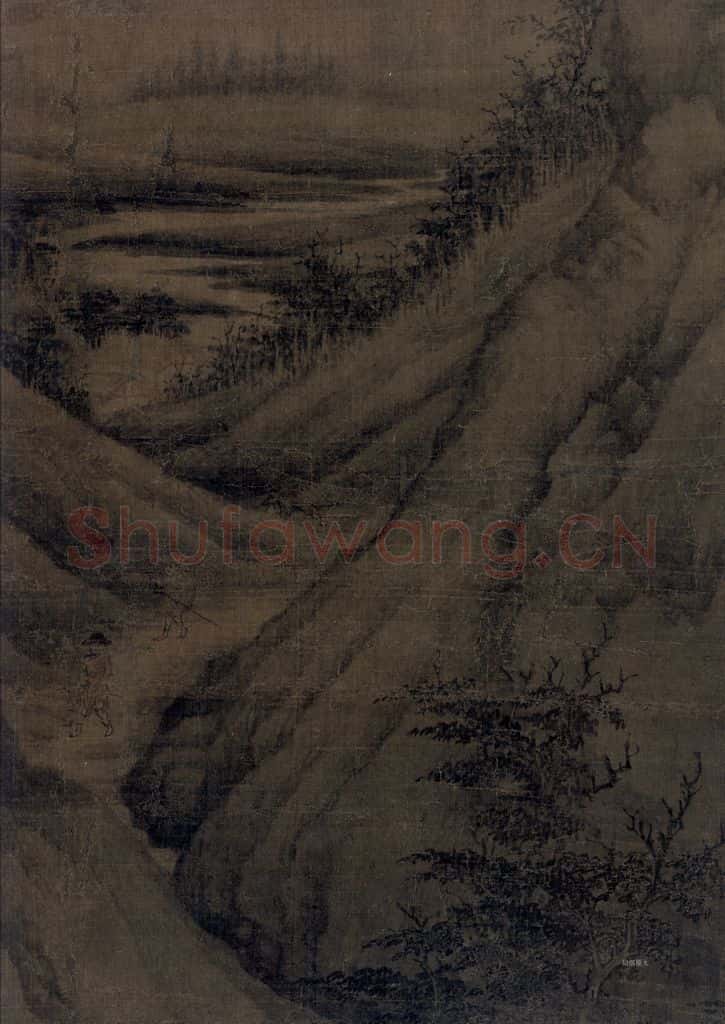 五代 董源(传)《溪岸图》书画作品