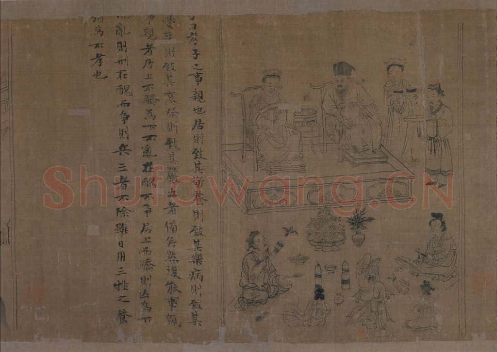 宋 李公麟《孝经图》书画作品