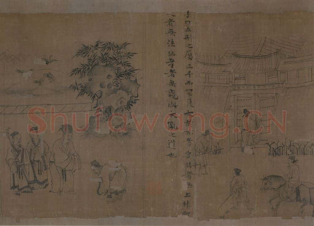 宋 李公麟《孝经图》书画作品