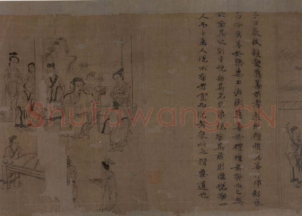 宋 李公麟《孝经图》书画作品
