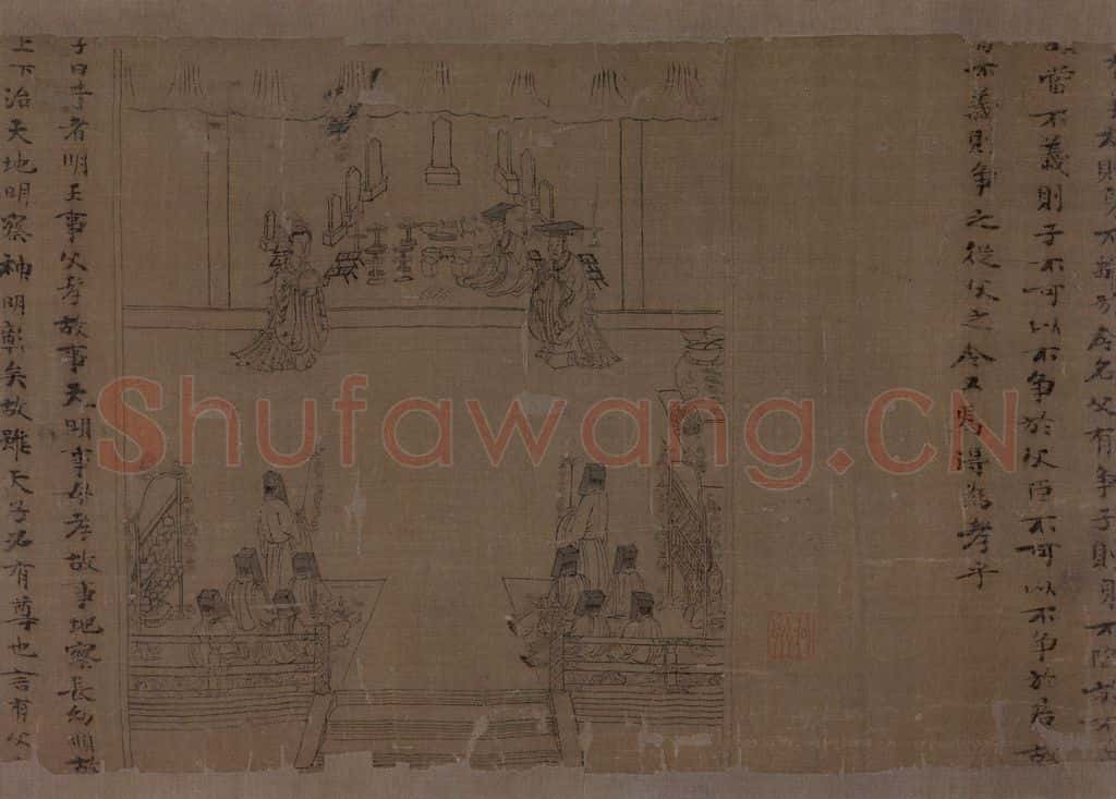 宋 李公麟《孝经图》书画作品
