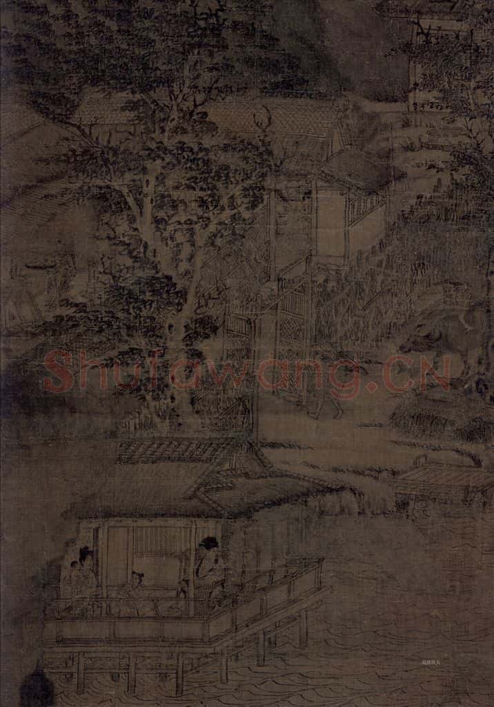 五代 董源（传）《溪岸图》书画作品