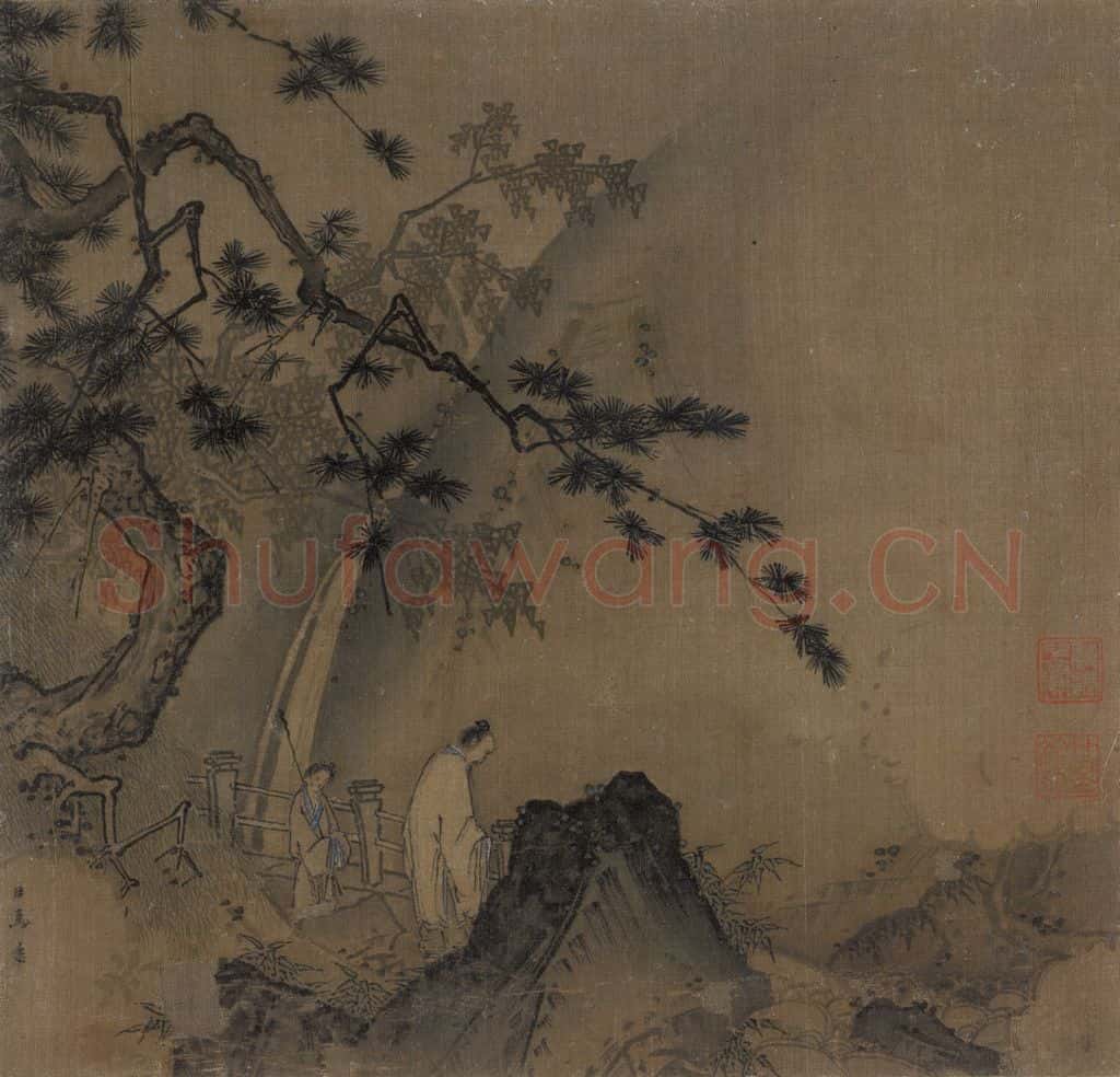 宋代 马远《高士观瀑图》书画作品