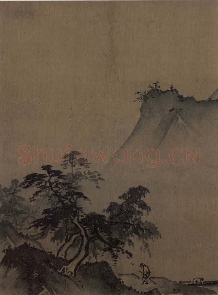 宋代 夏珪《泽畔疾风图》书画作品