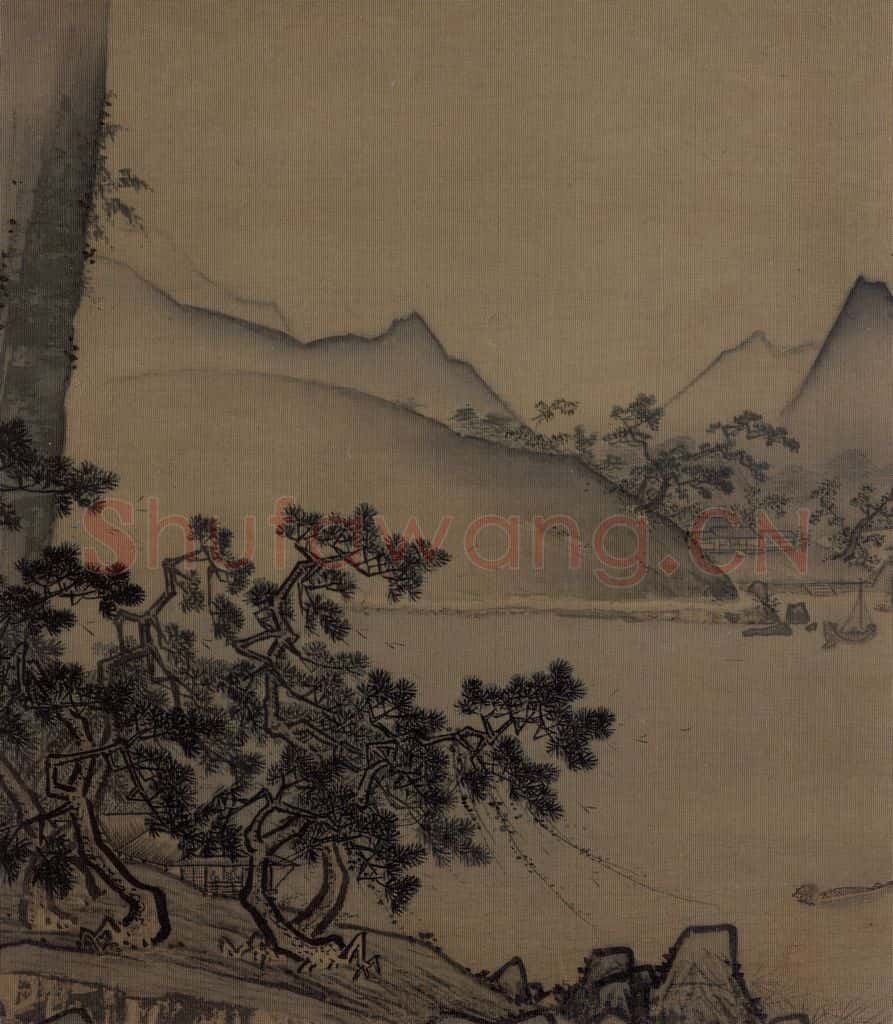 宋代 佚名《风雨维舟图》书画作品
