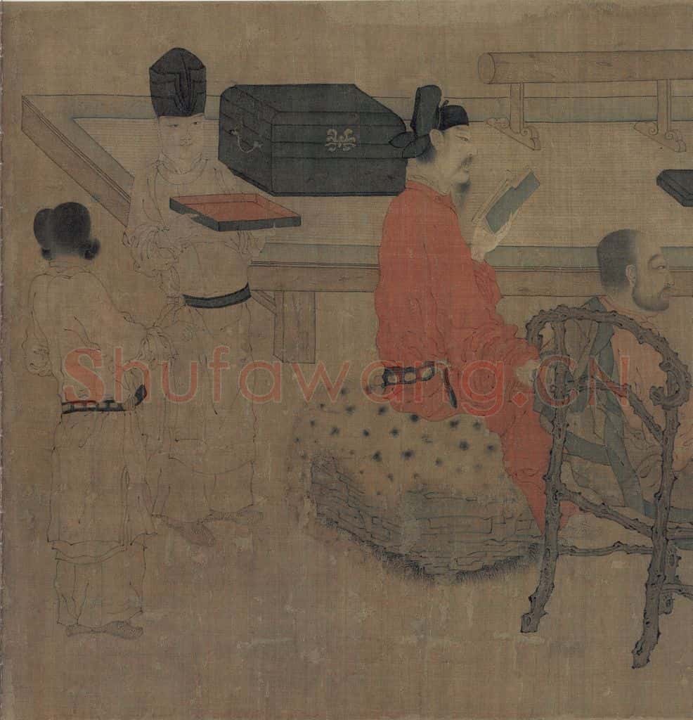 宋代 佚名《琉璃堂人物图》书画作品