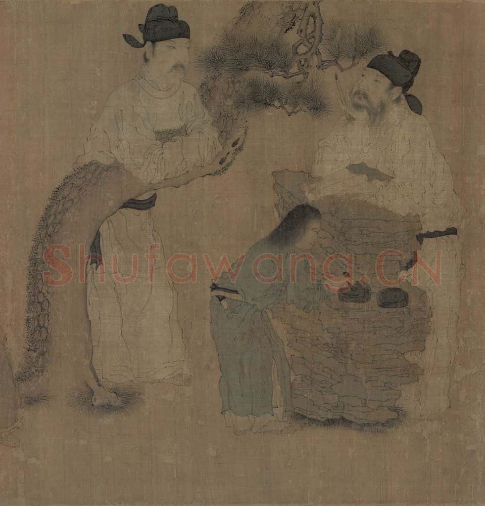 宋代 佚名《琉璃堂人物图》书画作品