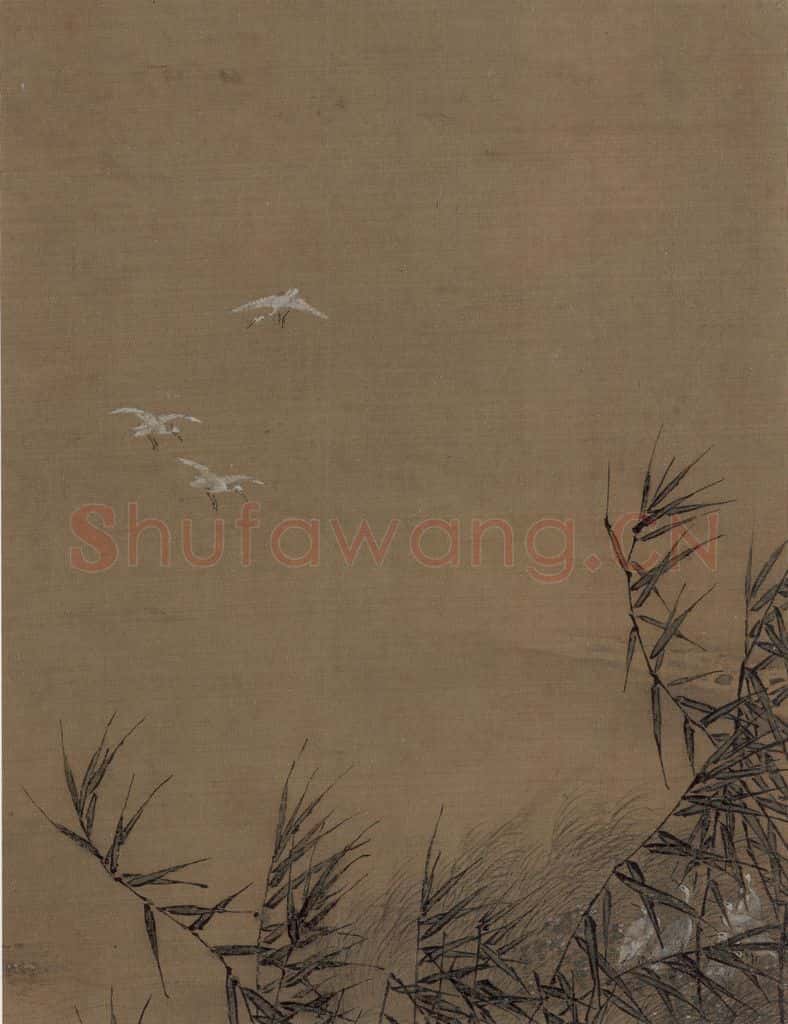 宋代 佚名《芦鹭图》书画作品