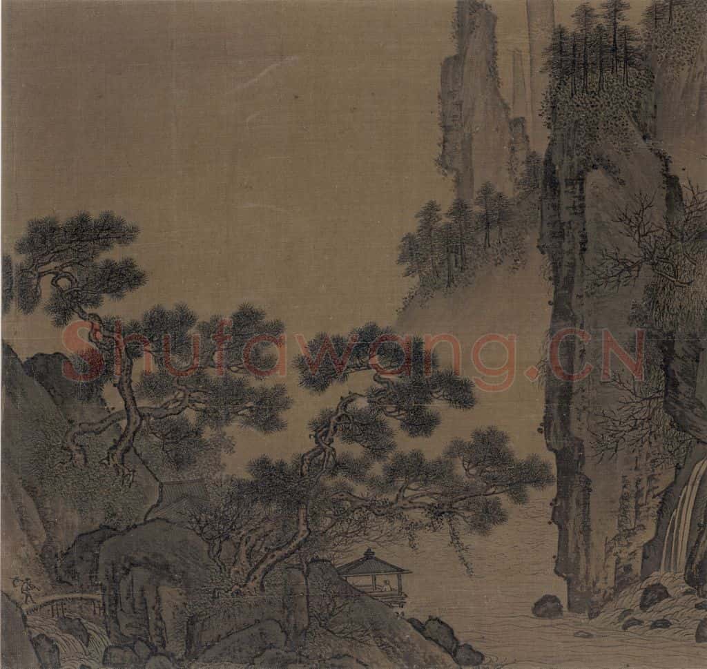 宋 佚名《观瀑图》书画作品
