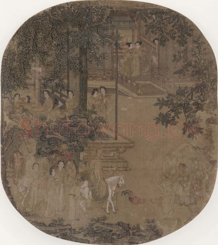 宋 李嵩 明皇门鸡图 书画作品