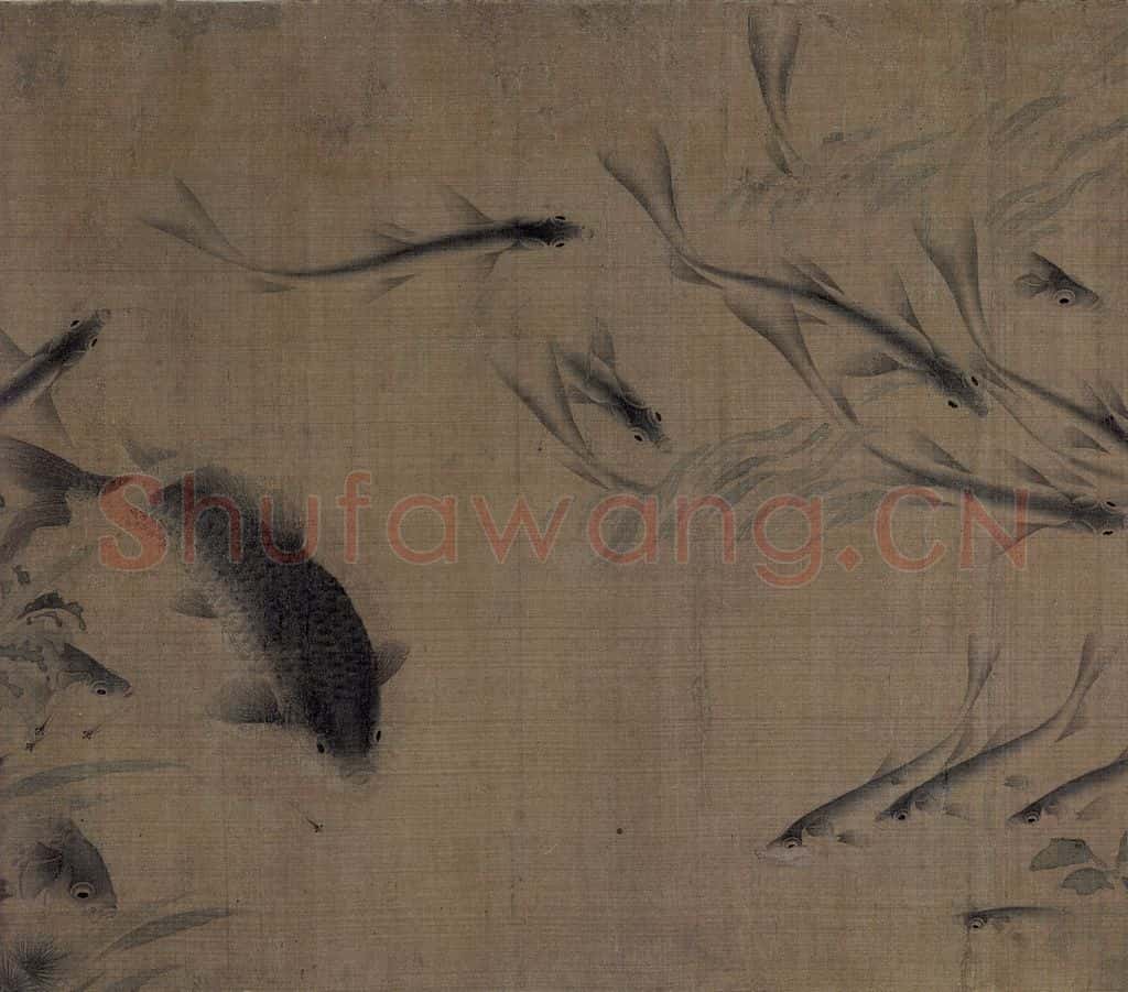 宋 刘寀《落花游鱼图》书画作品