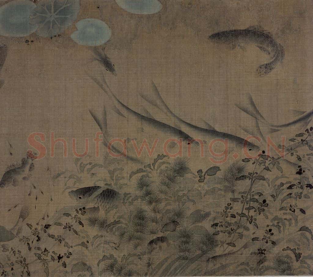 宋 刘寀《落花游鱼图》书画作品