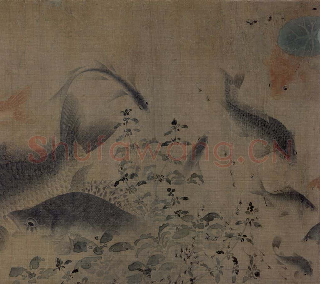 宋 刘寀《落花游鱼图》书画作品