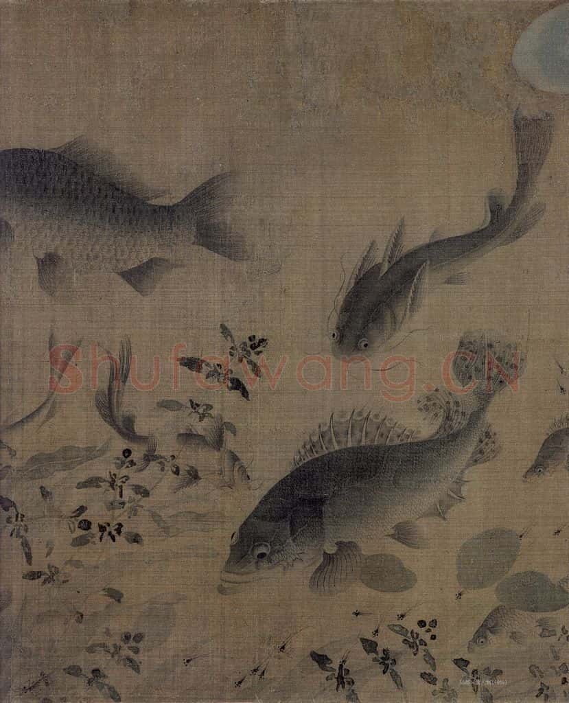 宋 刘寀《落花游鱼图》书画作品