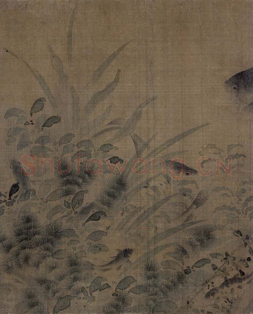 宋 刘寀《落花游鱼图》书画作品