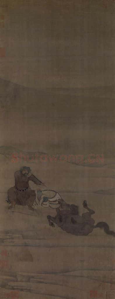 宋 佚名《人马图》书画作品