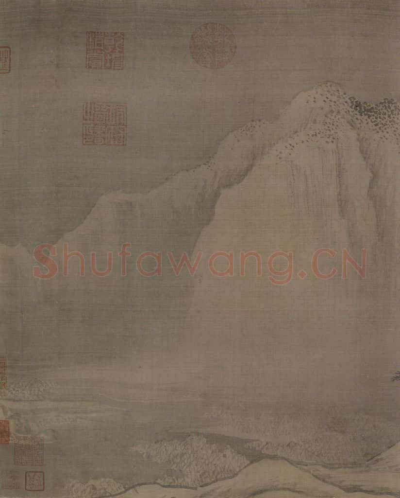 金 李山《风雪松杉图》书画作品